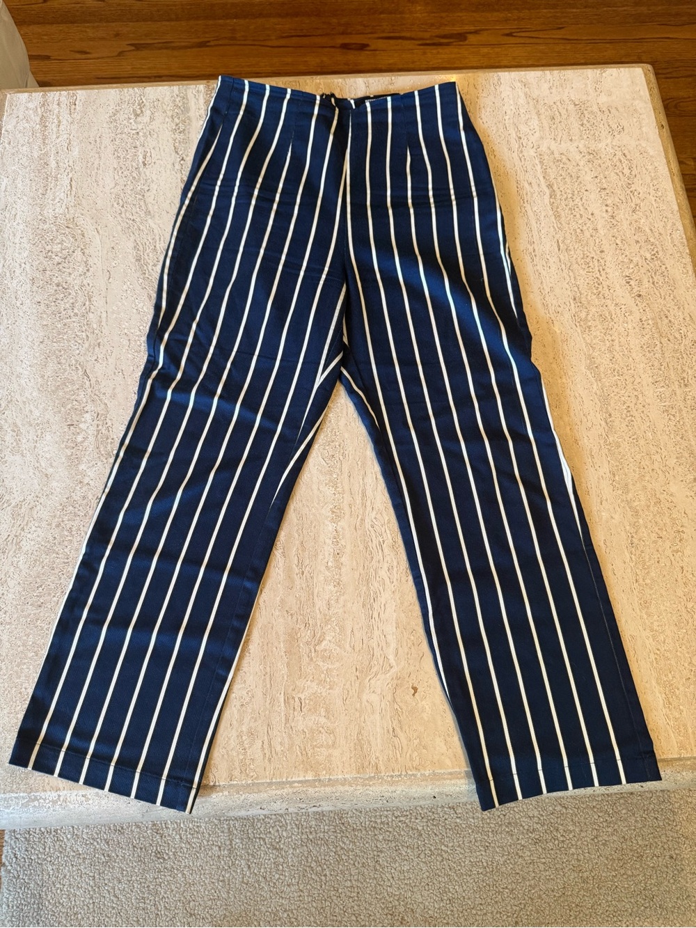 Reformation Marlon Black White Navy stripe pants
